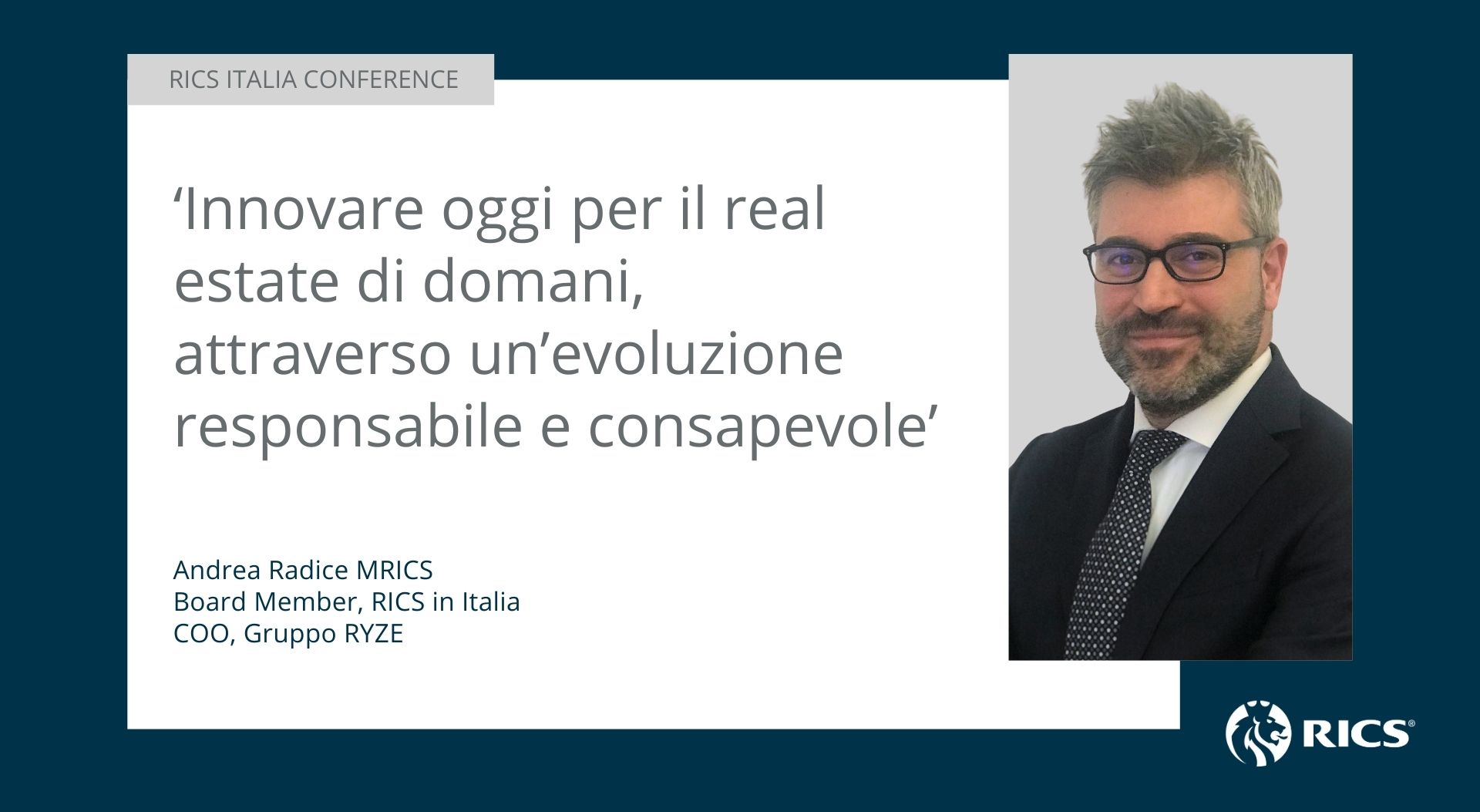 Andrea Radice speaker alla quinta edizione della RICS Italia Conference 2026  