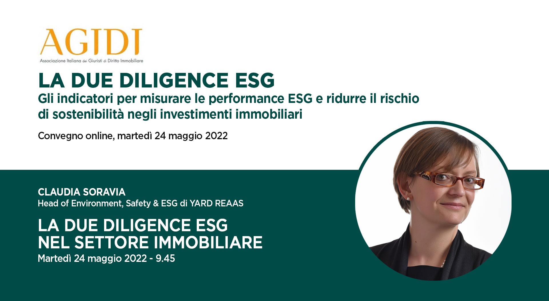 Claudia Soravia relatrice al Convegno “La Due Diligence ESG” di AGIDI